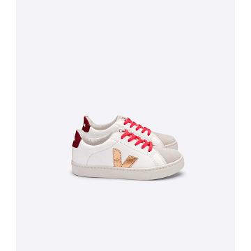 Gold/Red/White Kids' Veja ESPLAR LEATHER Sneakers | AU 810OKI